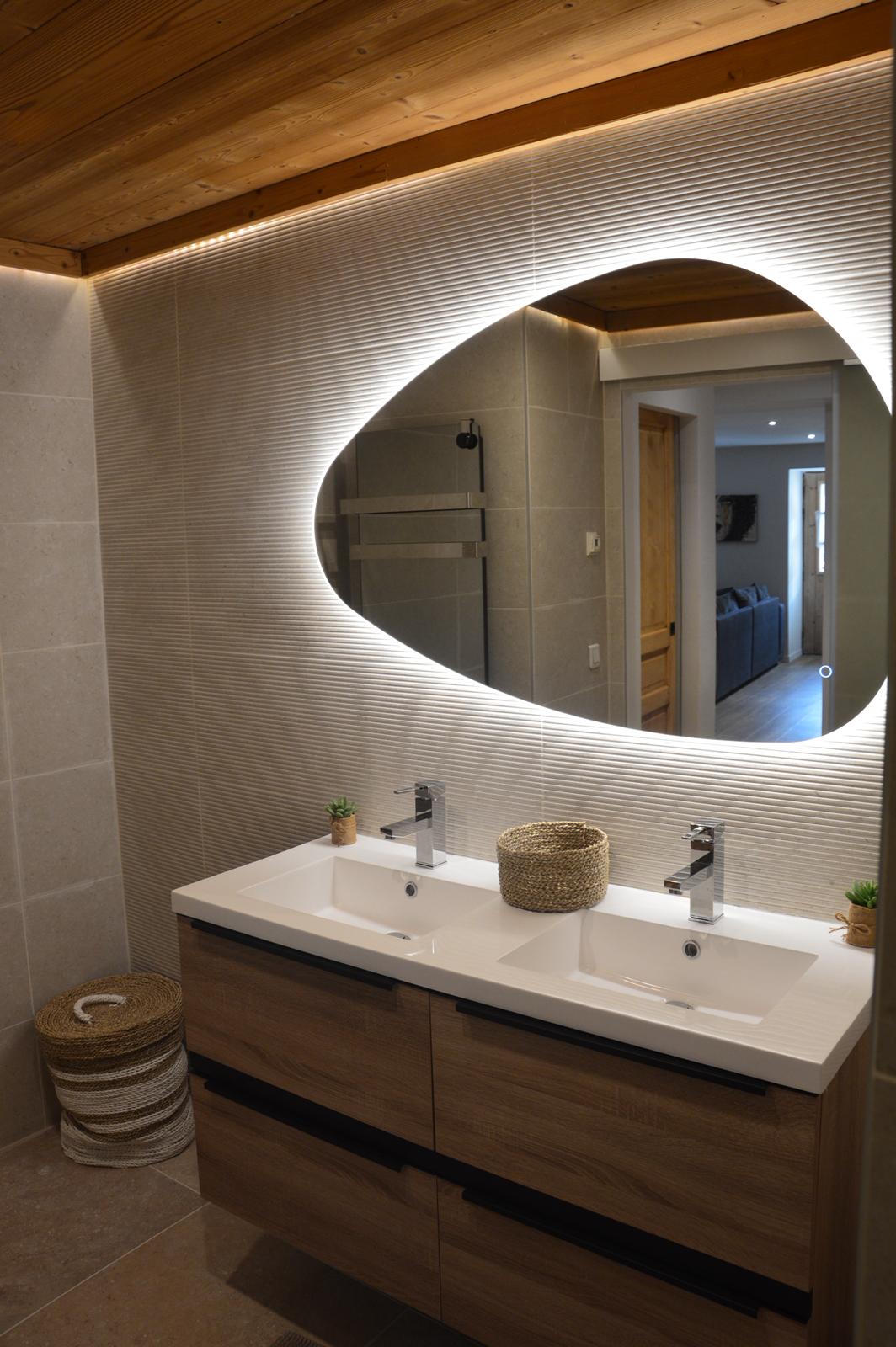 Miroir LED organique & vasque double